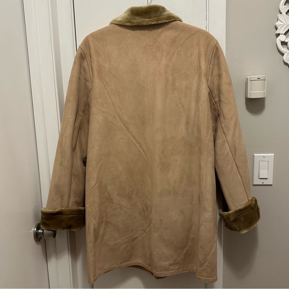 Weatherproof L Soft Faux Fur Lined Jacket Coat Collared Tan Zip Snaps Pocket - Picture 5 of 9